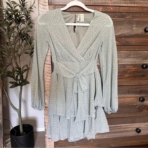 Japna tiered polka dot long sleeve dress